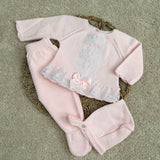 Baby Girls Pink Lace Knitted 3 Piece