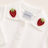 Luxury Handmade Strawberry Collar Baby Cardigan | Premium Spanish Knit | Personalised