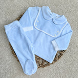 Baby's Blue Velour Personalised Top & Pants Set