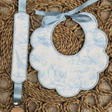 Baby's Safari Blue Scallop Handmade Bib & Dummy Clip