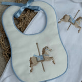 Baby Boys White Horse Sleepsuit & Bib Set