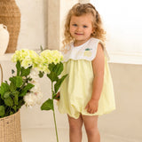 Girls Lemon Bubble Romper with Scallop Collar