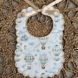 Baby Boys Blue Hot Air Balloon Handmade  Bib