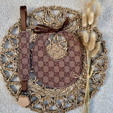 Baby's Brown Handmade Round Bib & Dummy Clip