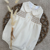 Boys Cream Smocked Romper