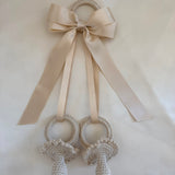 Handmade Beige Crochet Dummy Decoration with Satin Bow – Luxury Pram, Crib & Nursery Accessory