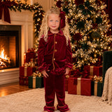 PRE-ORDER The Mayfair Collection Ruby Edition – Personalised Girls’ Luxury Velvet Christmas Pyjamas