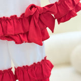 Girls White & Red Birthday Frilly Pyjamas