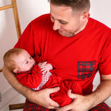 PERFECT LITTLE THING  Baby Boys Red Tartan Christmas Romper