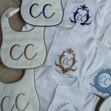 Baby's Personalised Monogram Sleepsuit & Bib Gift Set