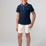 Caramelo Boys White Cotton Shorts Set