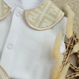 Baby’s Unisex Classic Handmade Sleepsuit, Bib & Dummy Clip Set