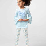 Caramelo Kids Sky Blue Bow Legging Set