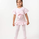 Girls Pink Cotton Sequin Legging Set