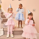 Caramelo Kids Girls Pink Tulle Dress Set with Diamanté Bows