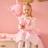Girls Pale Pink Cotton & Tulle Fairy Wings Dress