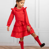 Caramelo Kids Girls Red Long Sleeve Dress