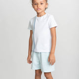 Boys White & Blue Cotton Shorts Set