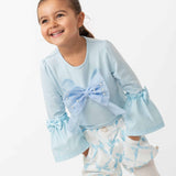 CARAMELO KIDS Girls Sky Blue Bow Shorts Set