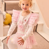 Girls Pale Pink Cotton & Tulle Fairy Wings Leggings Set