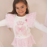 Girls Pale Pink Cotton & Tulle Fairy Wings Leggings Set