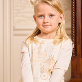 Baby Girls Beige Cotton Fairy Tale Castle Leggings Set