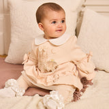 Girls Beige Cotton Fairy Tale Castle Leggings Set