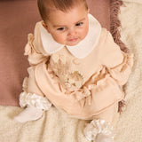 Girls Beige Cotton Fairy Tale Castle Leggings Set