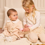 Girls Beige Cotton Fairy Tale Castle Leggings Set