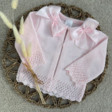 Baby Girls Pink Cardigan Two Satin Bows