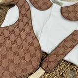 Baby’s Inspired GG Handmade Sleepsuit, Bib & Dummy Clip Set
