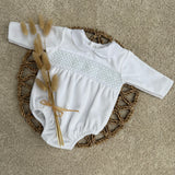 Baby Boy's Albert White & Blue Smocked Romper