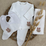 Personalised Bunny Baby Gift Set – White Four-Piece Outfit