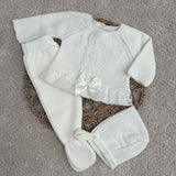 Baby Girls Ivory Lace Knitted 3 Piece
