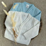 Boys White Cable Knit Cardigan