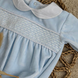 Baby Boy's Albert Blue & White Smocked Romper