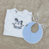 Babidu Rocking Horse Vest With Blue Collar And Bib