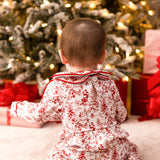PRE-ORDER Baby Boys Red Toile Christmas Smocked Sleepsuit