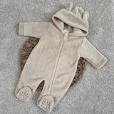 Babys Unisex Beige Fleece sleepsuit