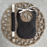 Baby’s Brown Vintage Bib & Dummy Clip