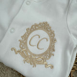 Baby's Personalised Crest Sleepsuit & Bib Gift Set
