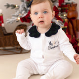 Balmoral Tartan Baby Girls Sleepsuit and Handmade Bib Set
