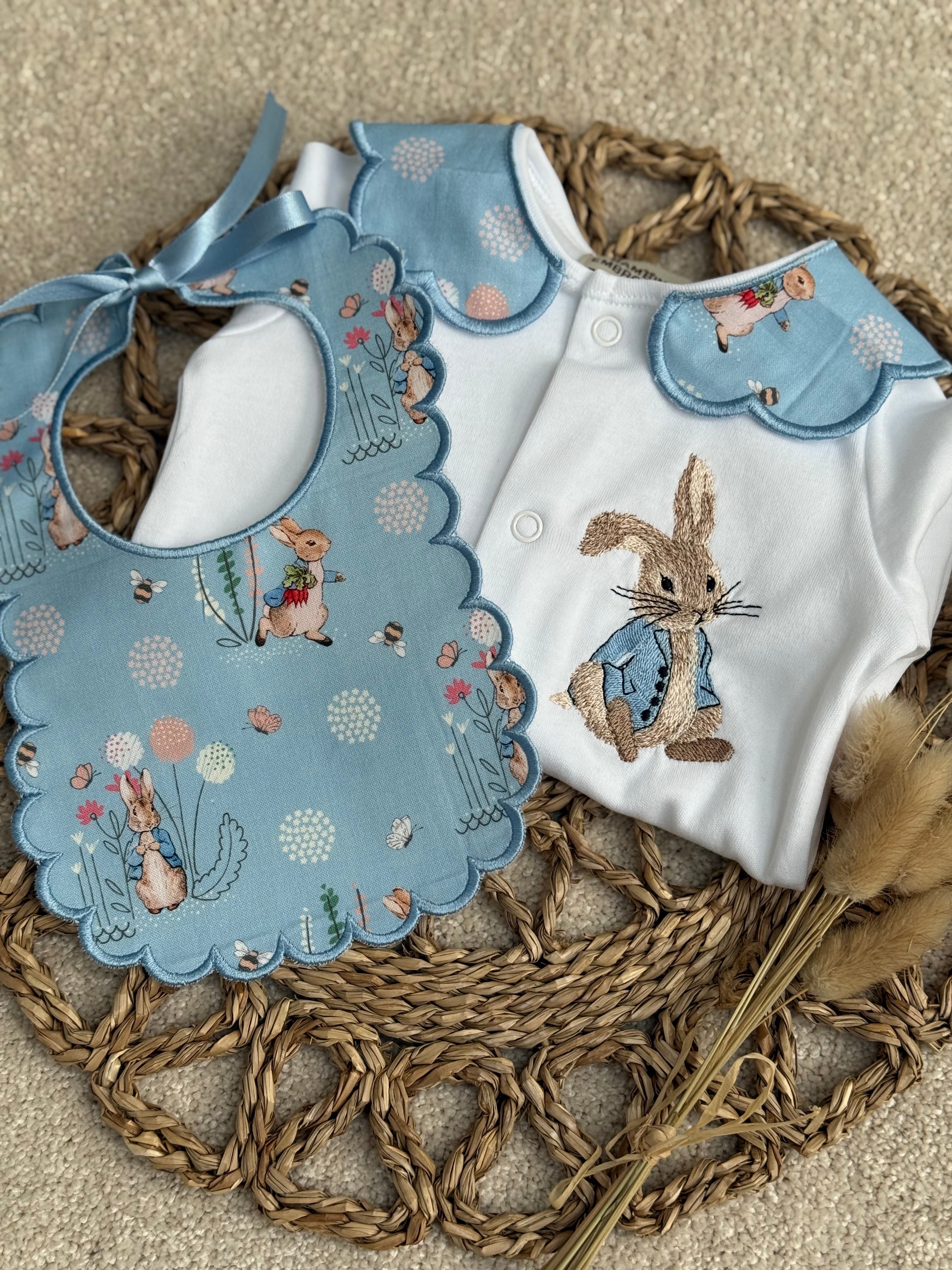 Boys Peter Rabbit Handmade Sleepsuit And Bib – Perfect Little Thing