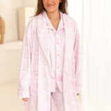 Luxury Pink Safari Toile Women’s Summer Dressing Gown – Lightweight Cotton Robe