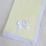 Baby's Lace Lemon Shawl With White Trim