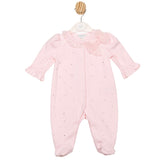 Baby Girls Pink Mintini All In One with Diamante Front, Tulle Collar & Tulle Bow
