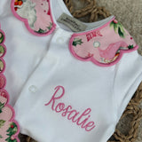 Baby Girls Christmas Handmade Baby grow and Bib