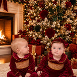 PRE-ORDER The Mayfair Collection Ruby Edition – Baby Girls’ Personalised  Luxury Velvet Christmas Sleepsuit