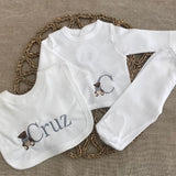 Babys Grey Cotton Personalised 3 Piece Outfit