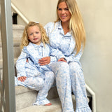 PRE ORDER Luxury Blue Safari Toile Women’s Summer Dressing Gown – Lightweight Cotton Robe